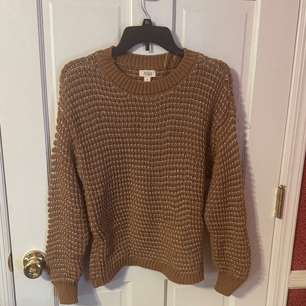 a.n.a Chunky Crewneck Sweater in Warm Brown